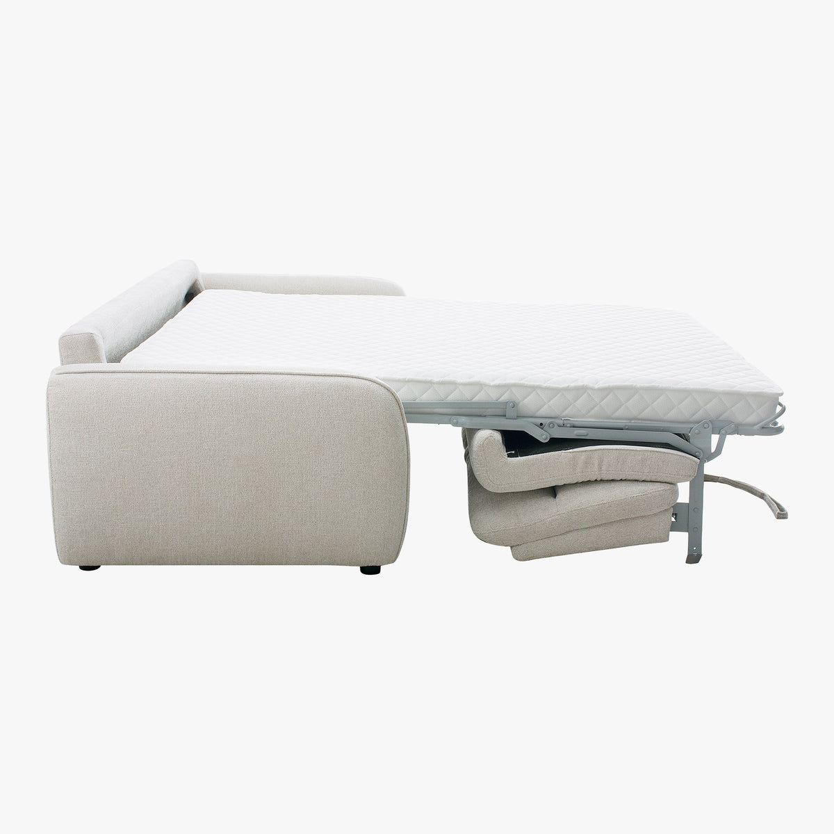 FELYA Canapé 3 places convertible matelas 12 cm en tissu écru