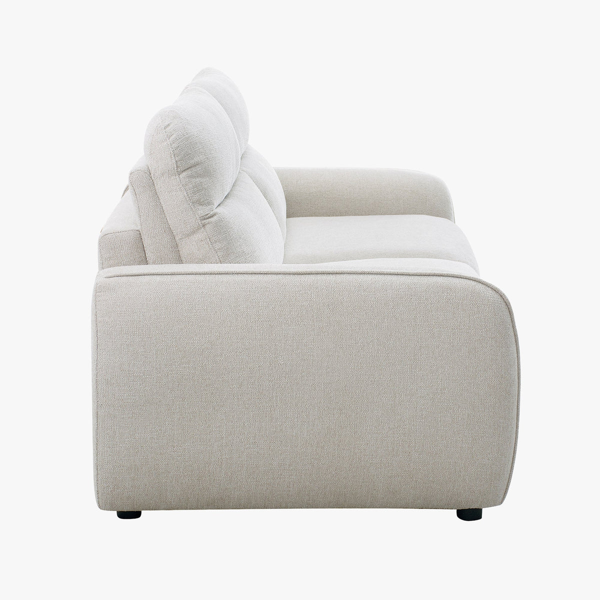 FELYA Canapé 3 places convertible matelas 12 cm en tissu écru
