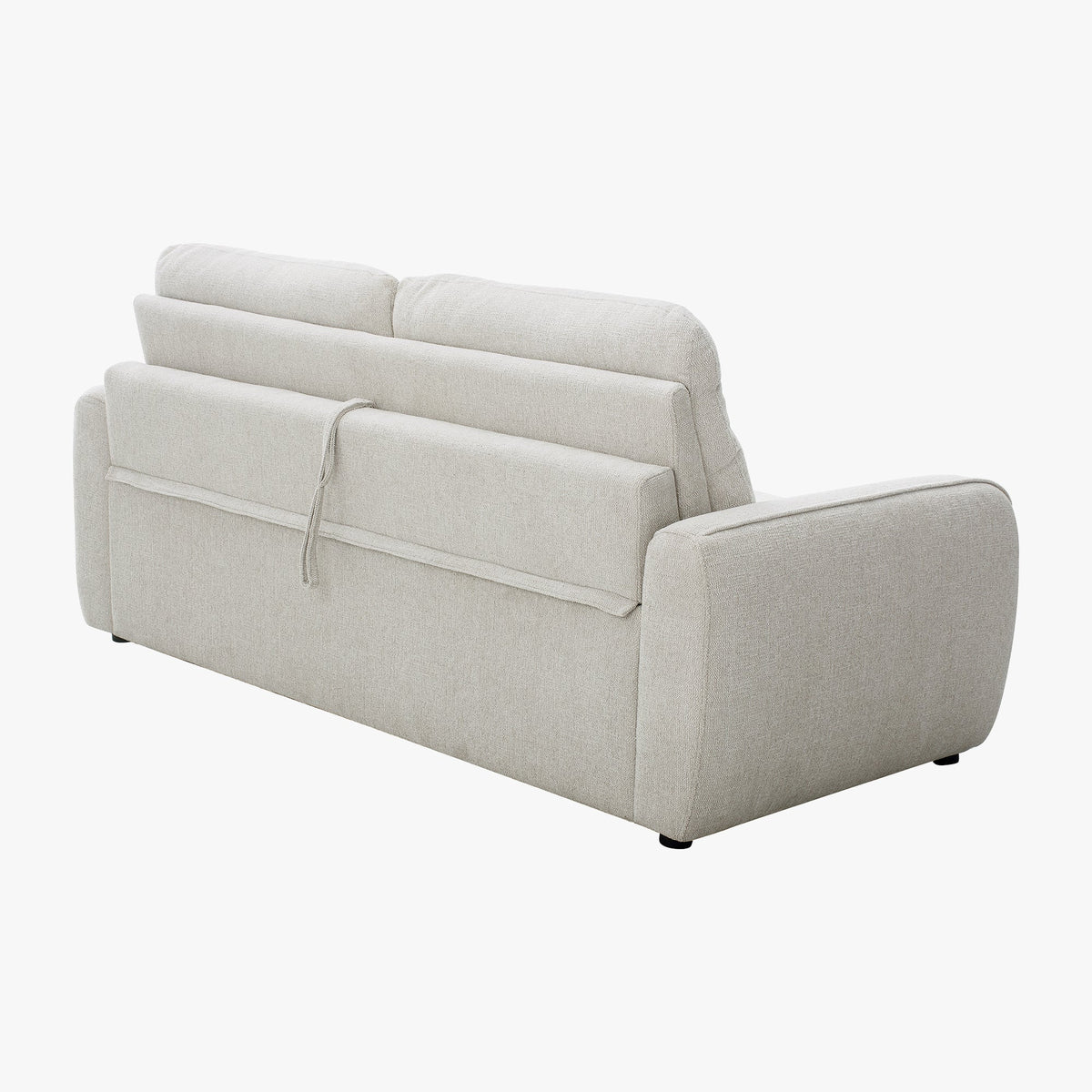 FELYA Canapé 3 places convertible matelas 12 cm en tissu écru