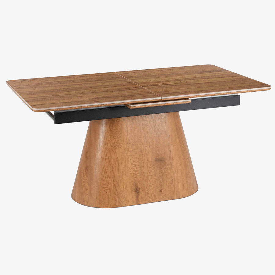 LIZBONA Table à manger extensible en céramique pieds couleur bois clair 160-200 cm
