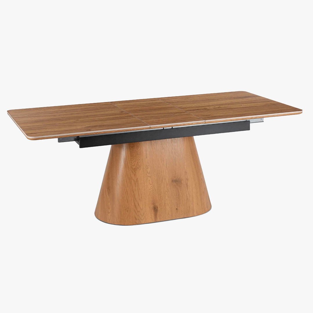 LIZBONA Table à manger extensible en céramique pieds couleur bois clair 160-200 cm