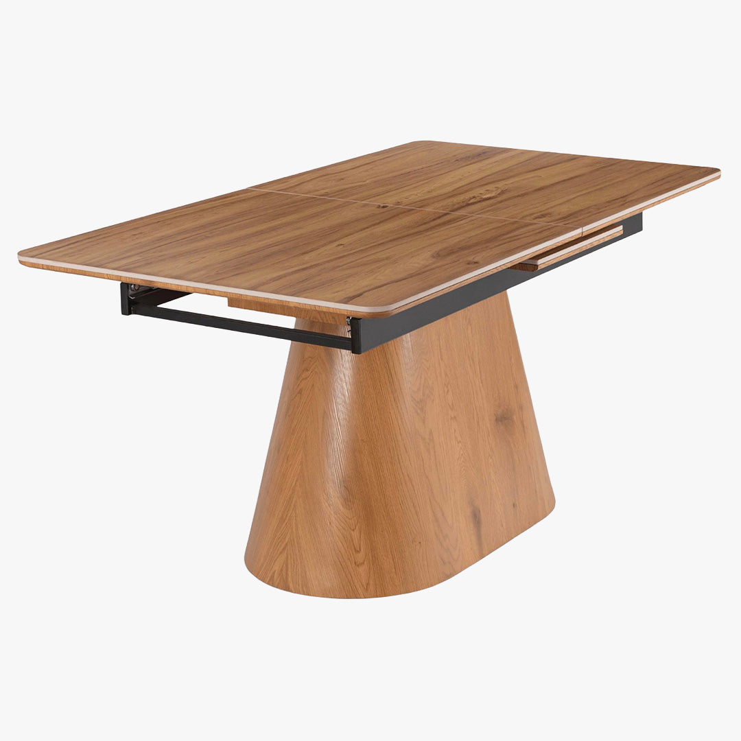 LIZBONA Table à manger extensible en céramique pieds couleur bois clair 160-200 cm
