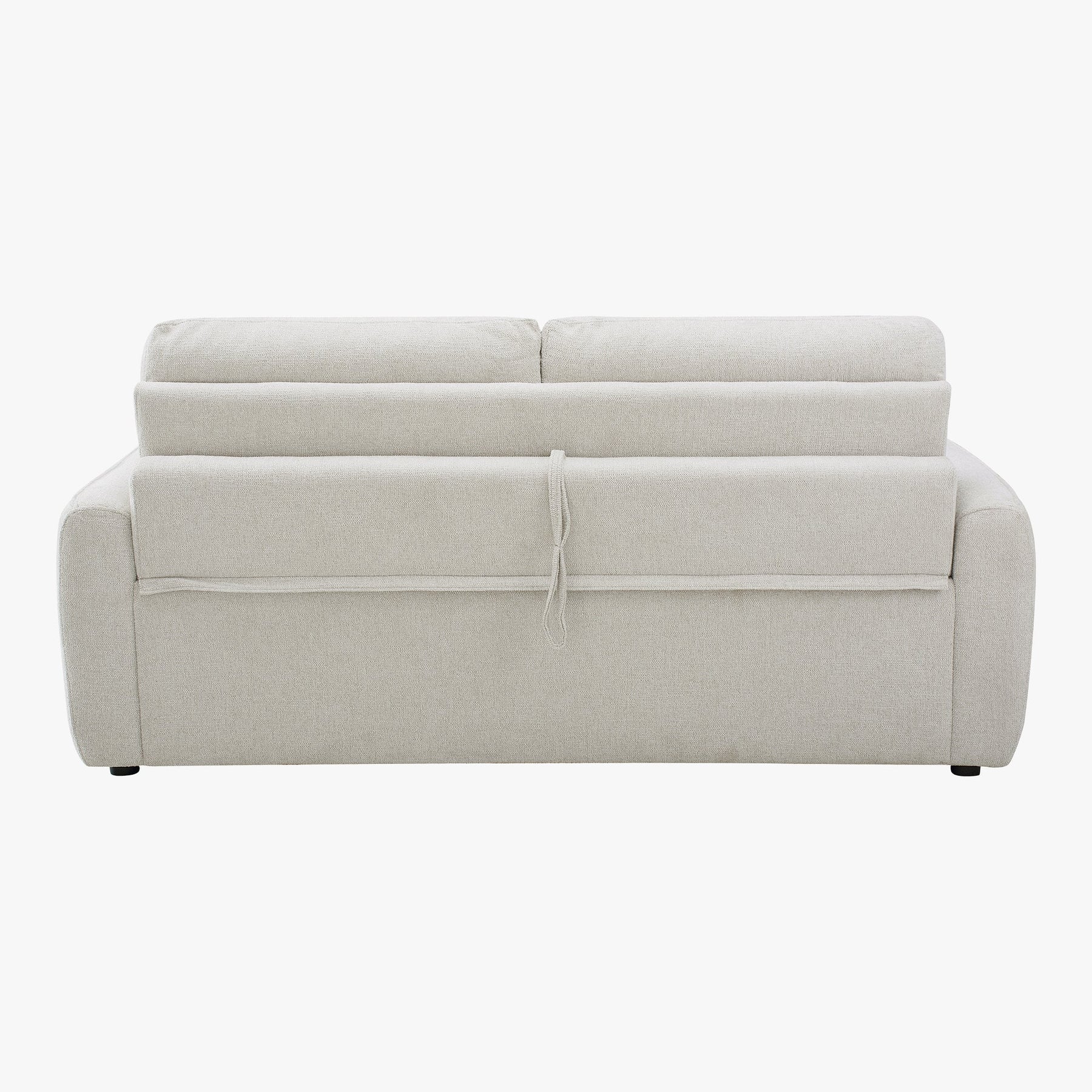FELYA Canapé 3 places convertible matelas 12 cm en tissu écru