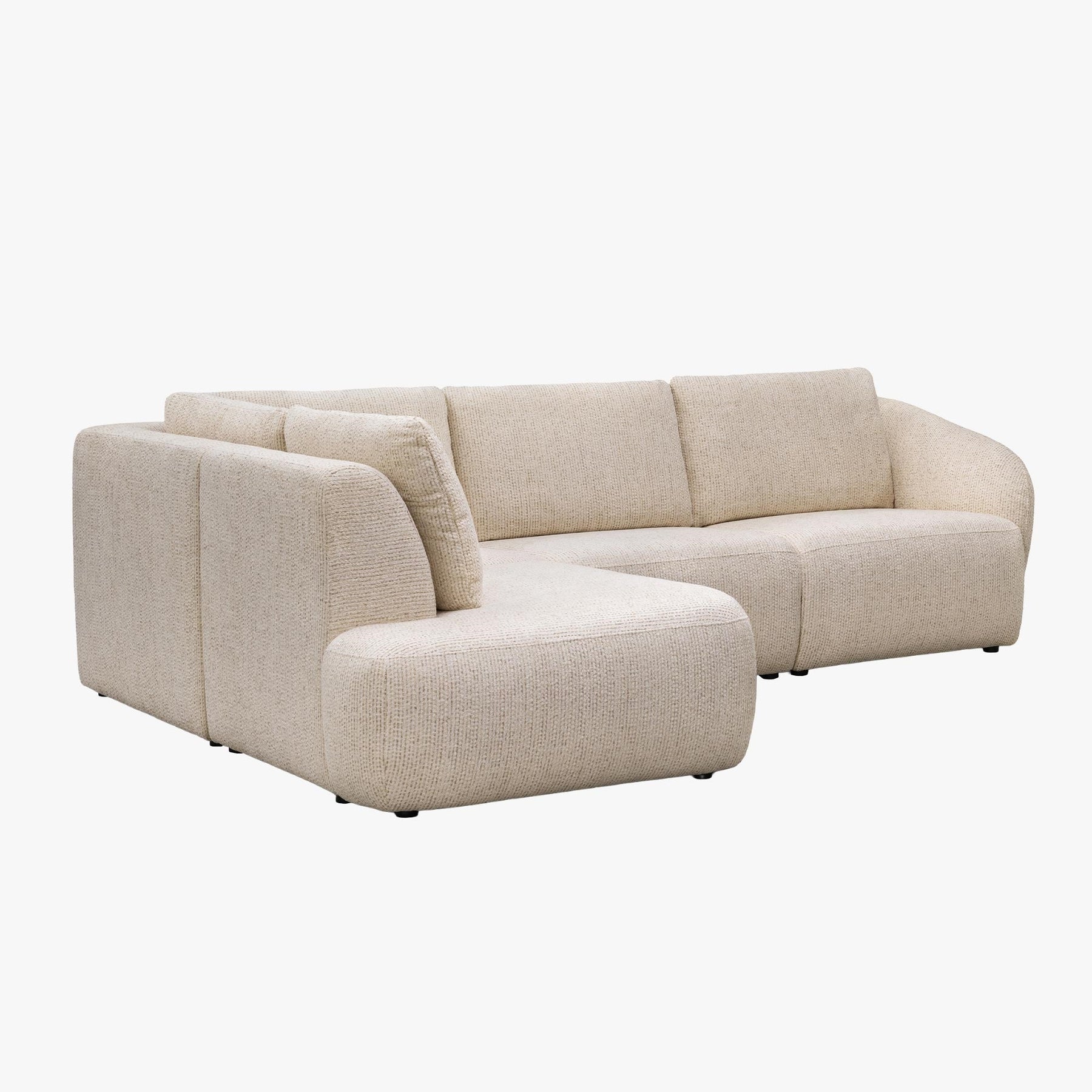 LINDA Canapé d'angle modulable en tissu beige - Angle gauche