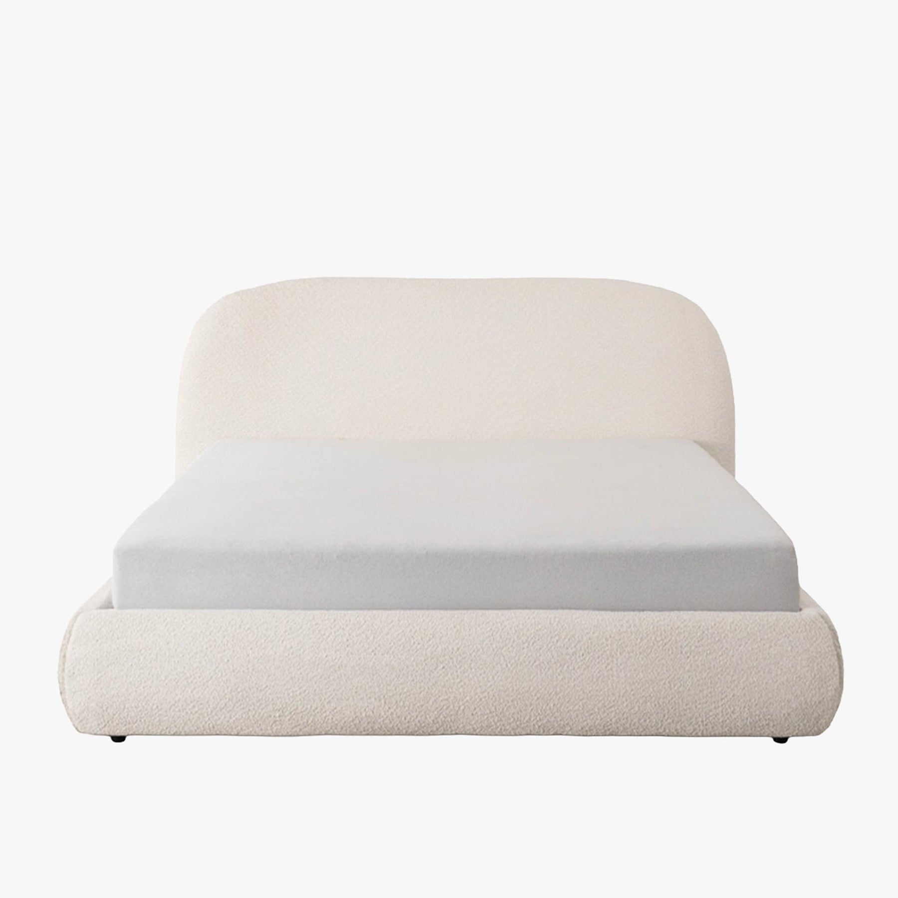 ADAM Lit double en tissu bouclette beige avec coffre 160x200 cm