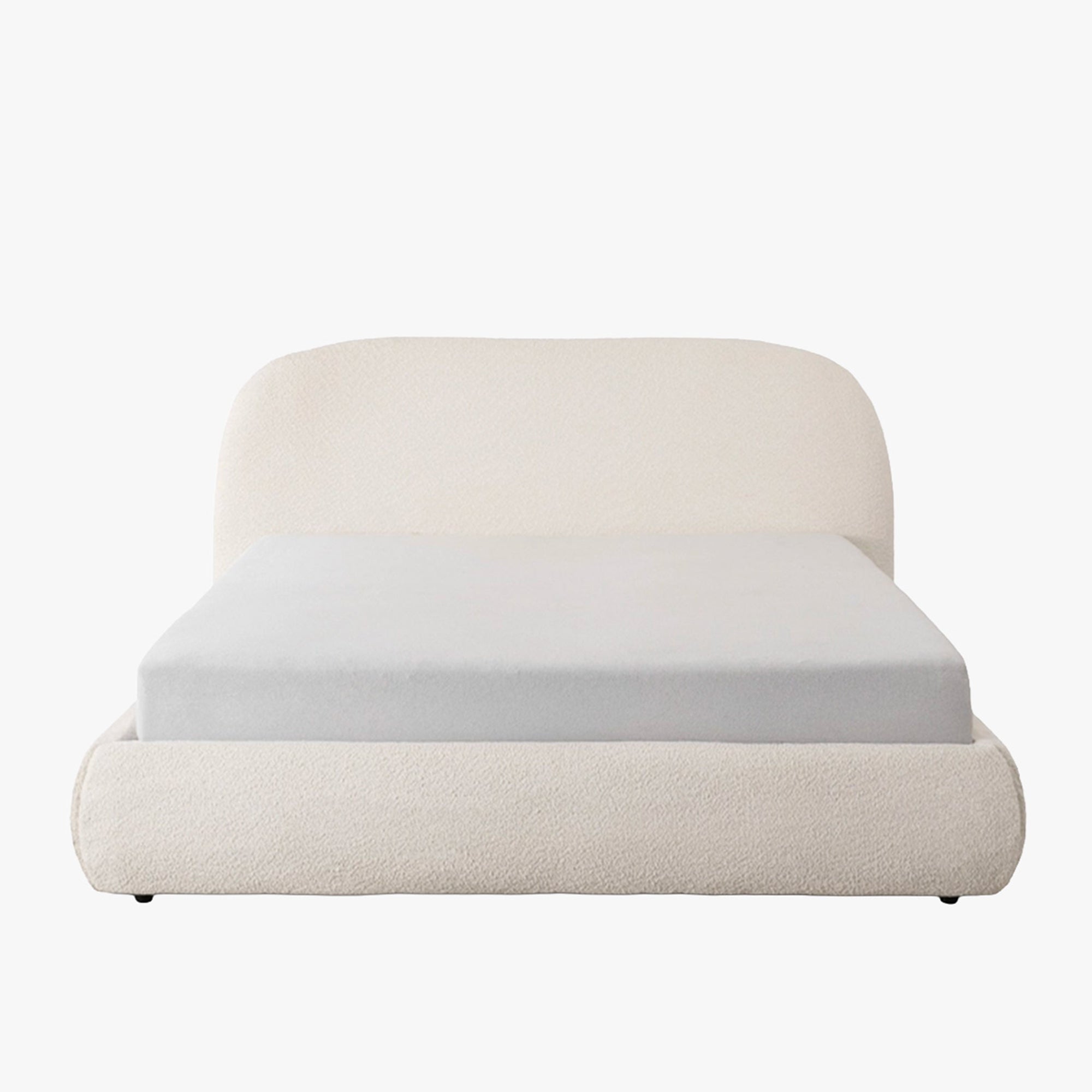 ADAM Lit double en tissu bouclette beige avec coffre 160x200 cm