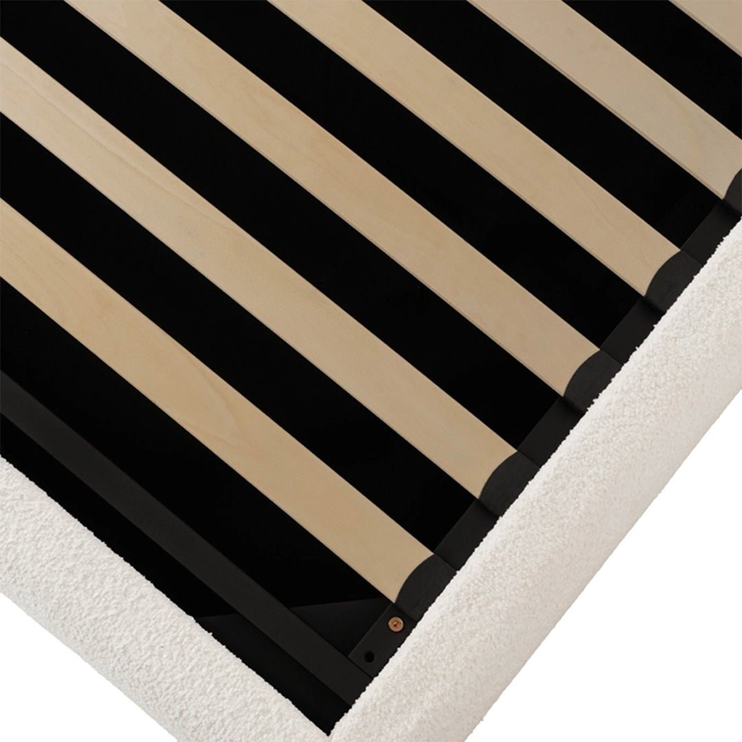 ADAM Lit double en tissu bouclette beige avec coffre 160x200 cm