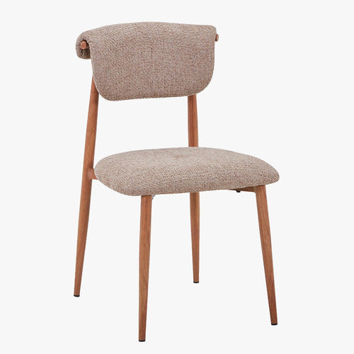 ADRIA Lot de 2 chaises en tissu taupe pieds couleur bois