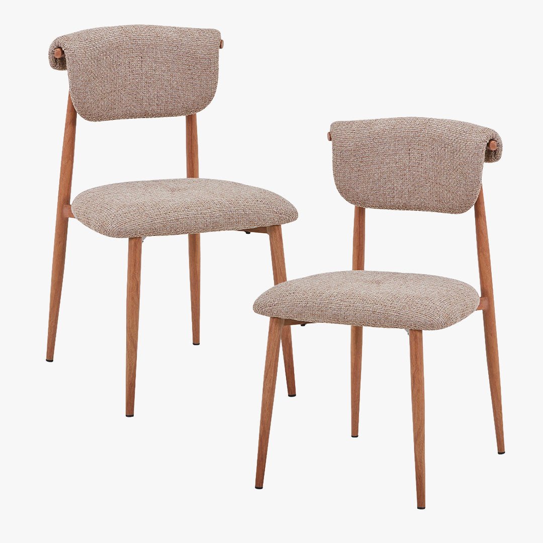 ADRIA Lot de 2 chaises en tissu taupe pieds couleur bois