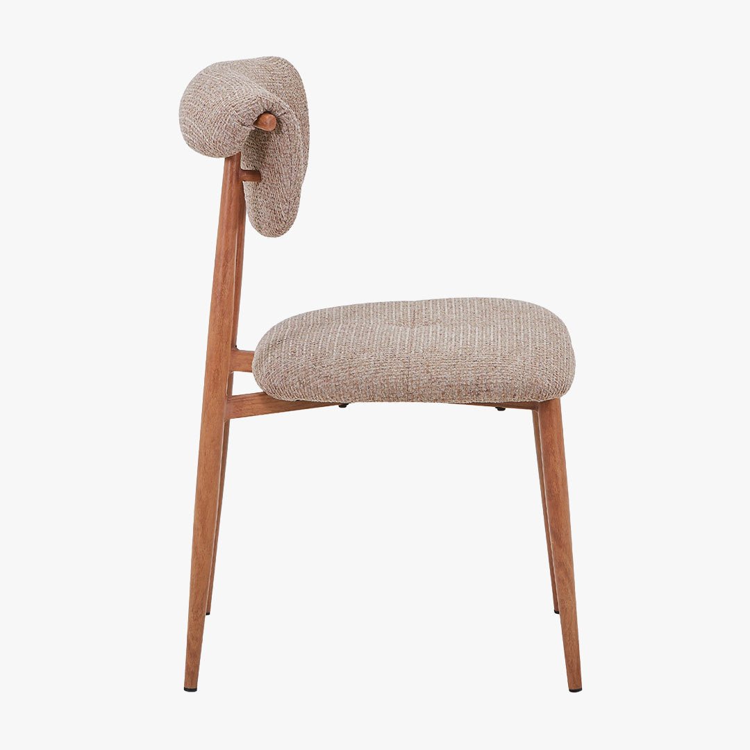 ADRIA Lot de 2 chaises en tissu taupe pieds couleur bois