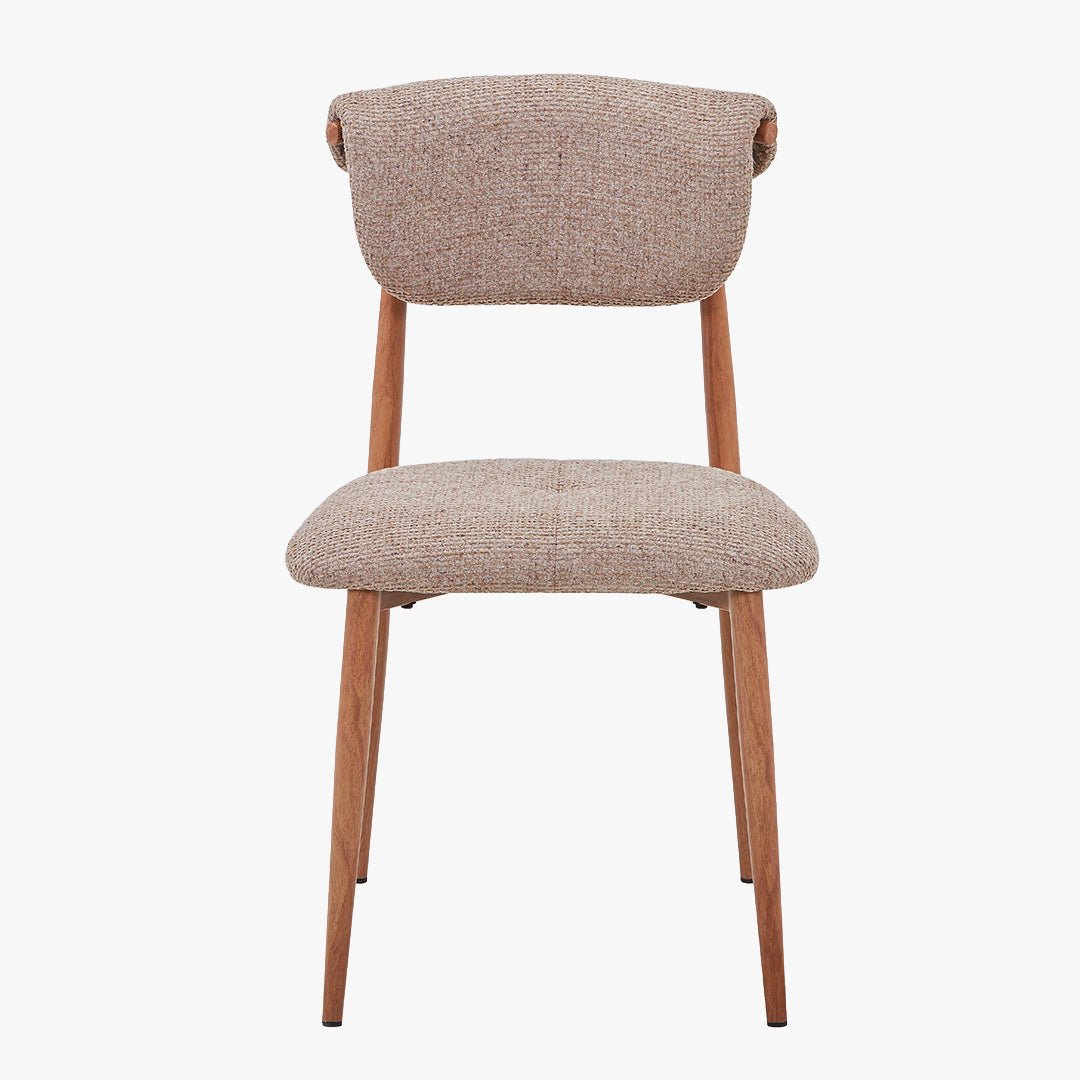 ADRIA Lot de 2 chaises en tissu taupe pieds couleur bois