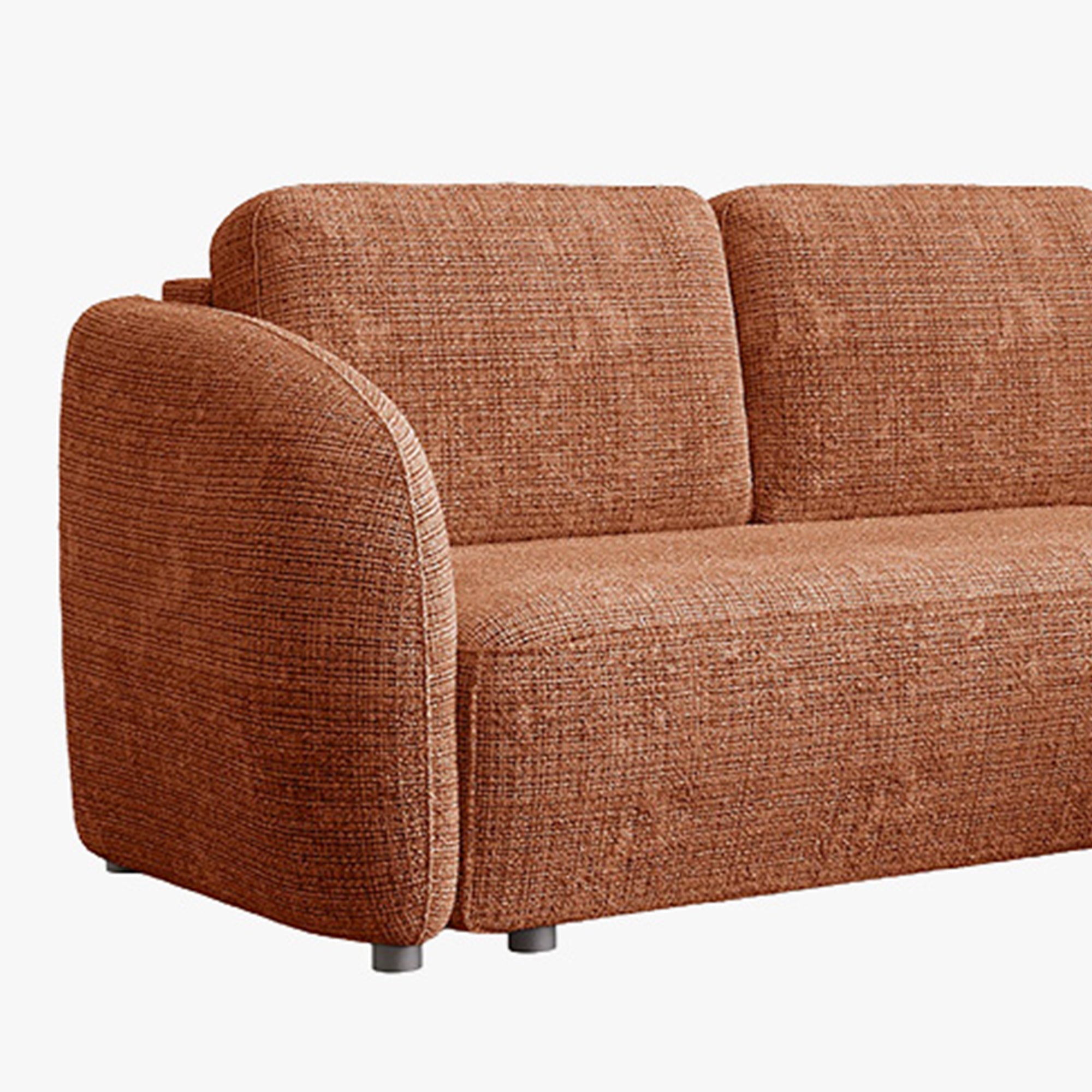 ALANYA Canapé d'angle convertible avec coffre en tissu orange - Angle droit