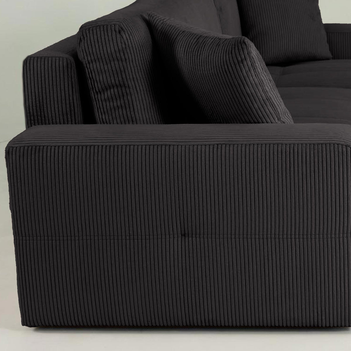 ALICIA MINI Canapé d'angle convertible et réversible avec coffre en velours côtelé gris foncé