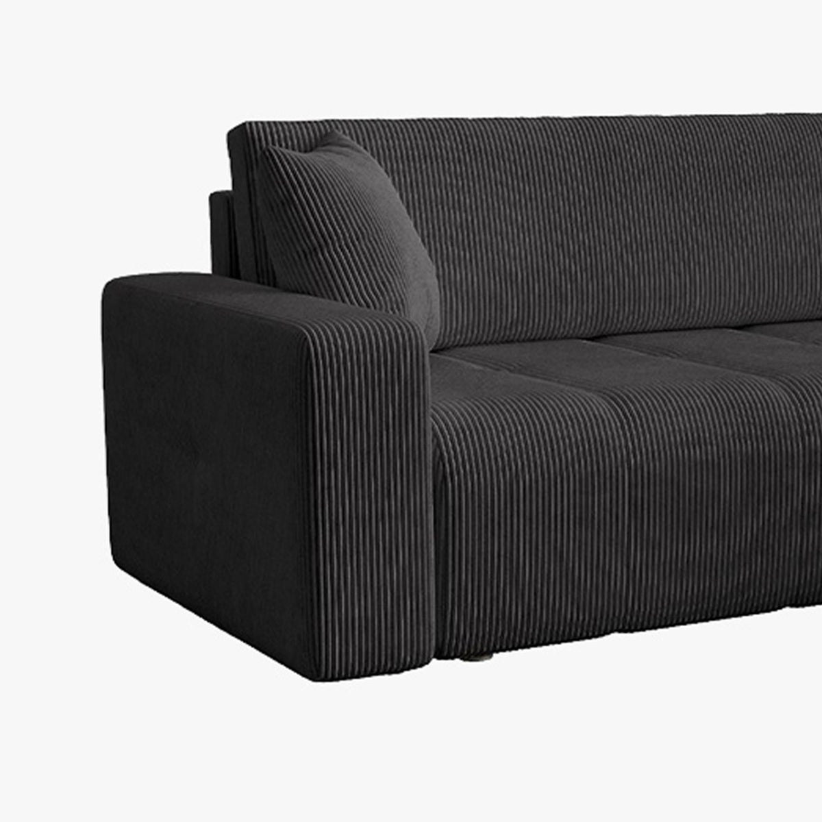 ALICIA MINI Canapé d'angle convertible et réversible avec coffre en velours côtelé gris foncé