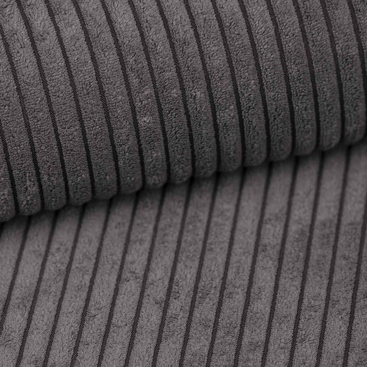 ALICIA MINI Canapé d'angle convertible et réversible avec coffre en velours côtelé gris foncé
