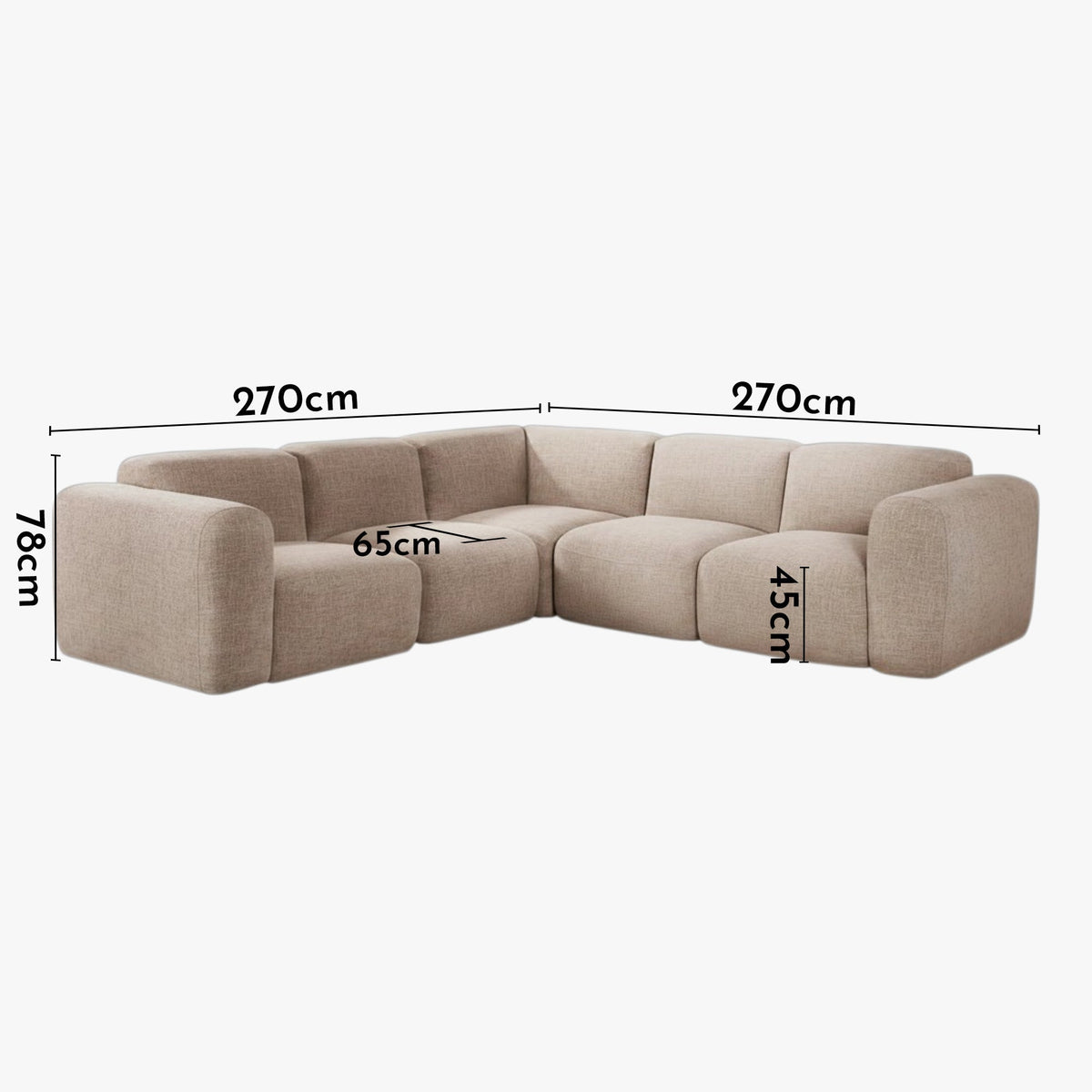ALMA Canapé d'angle modulable en tissu beige