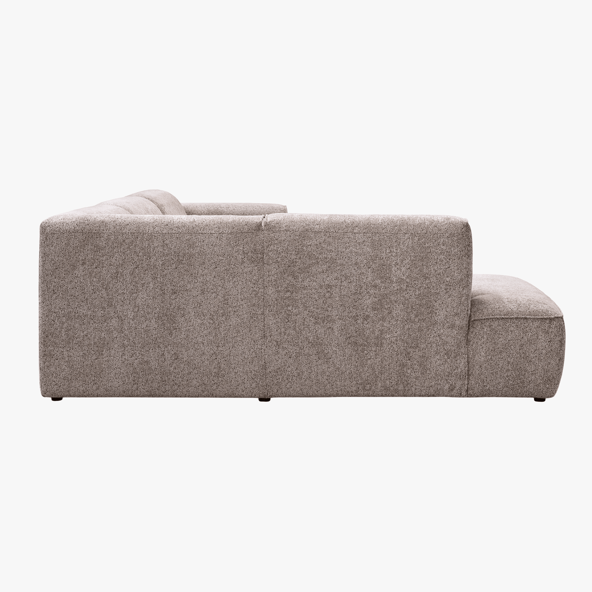 AMANDA Canapé d'angle en tissu taupe avec détail métal noir - Angle gauche