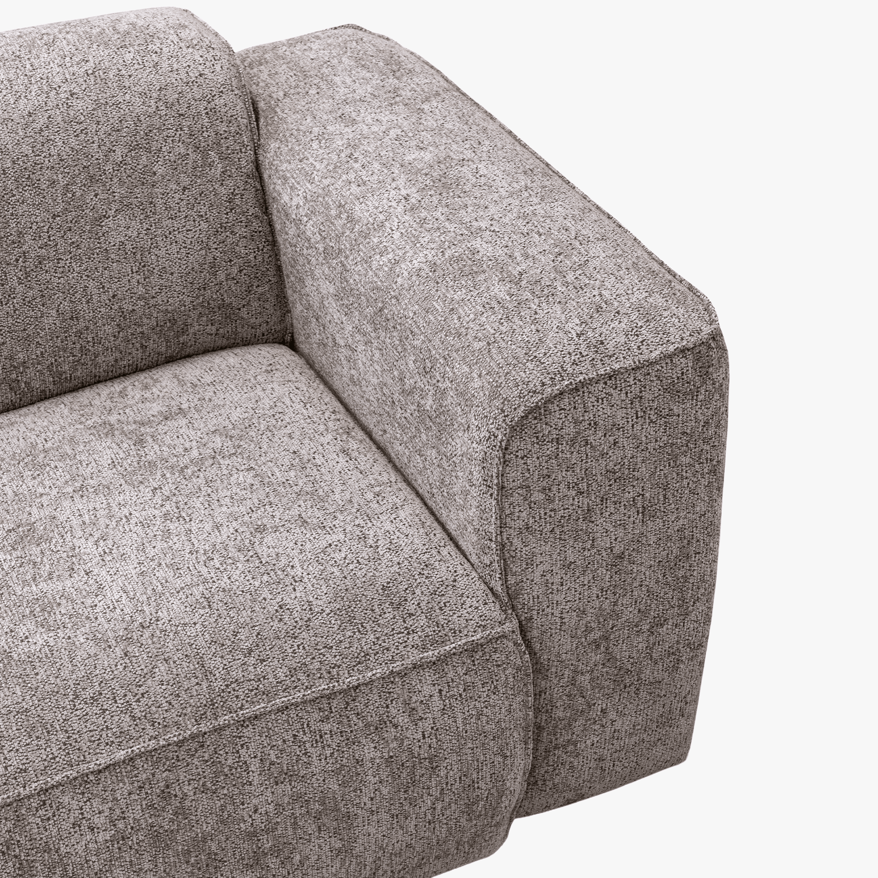 AMANDA Canapé d'angle en tissu taupe avec détail métal noir - Angle gauche