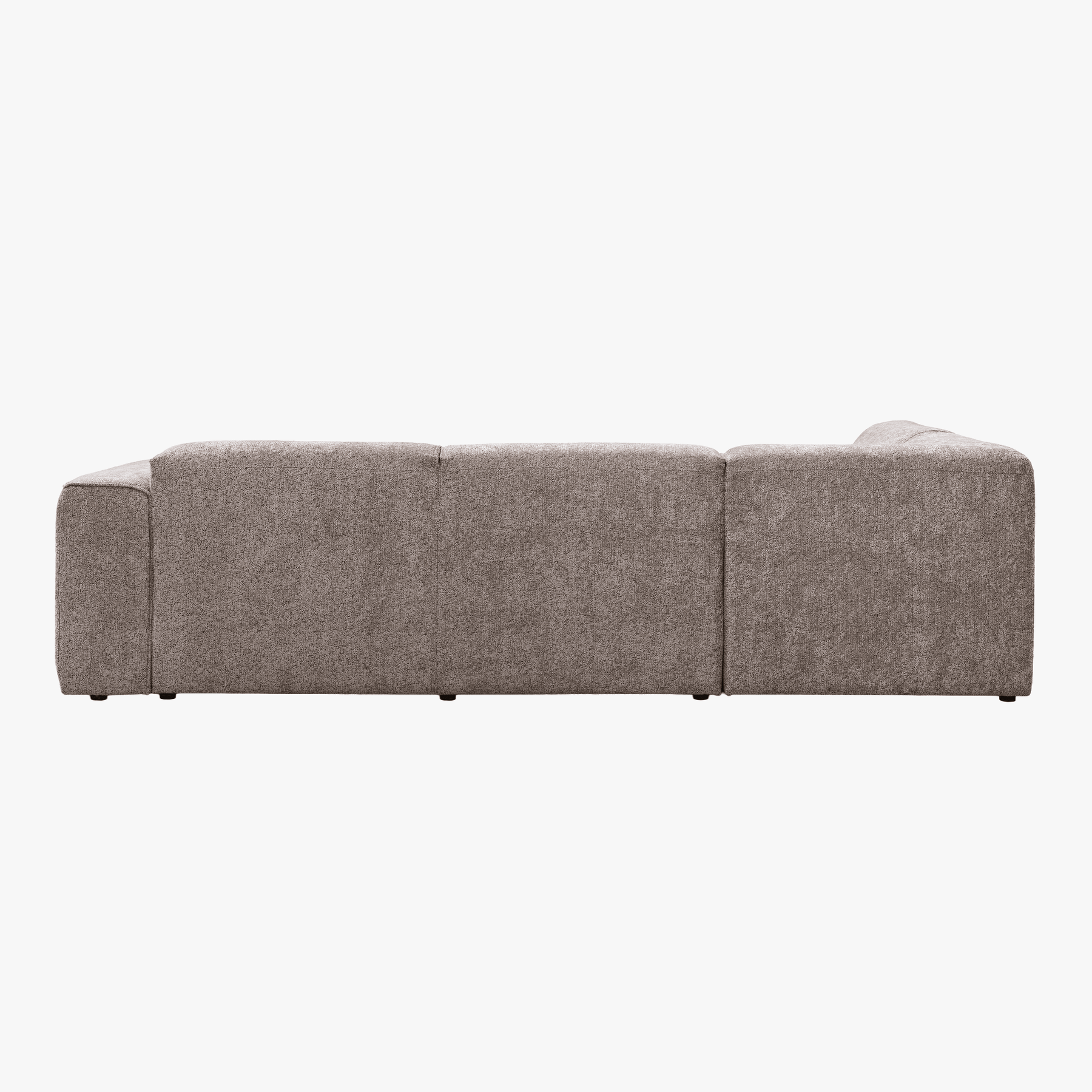 AMANDA Canapé d'angle en tissu taupe avec détail métal noir - Angle gauche