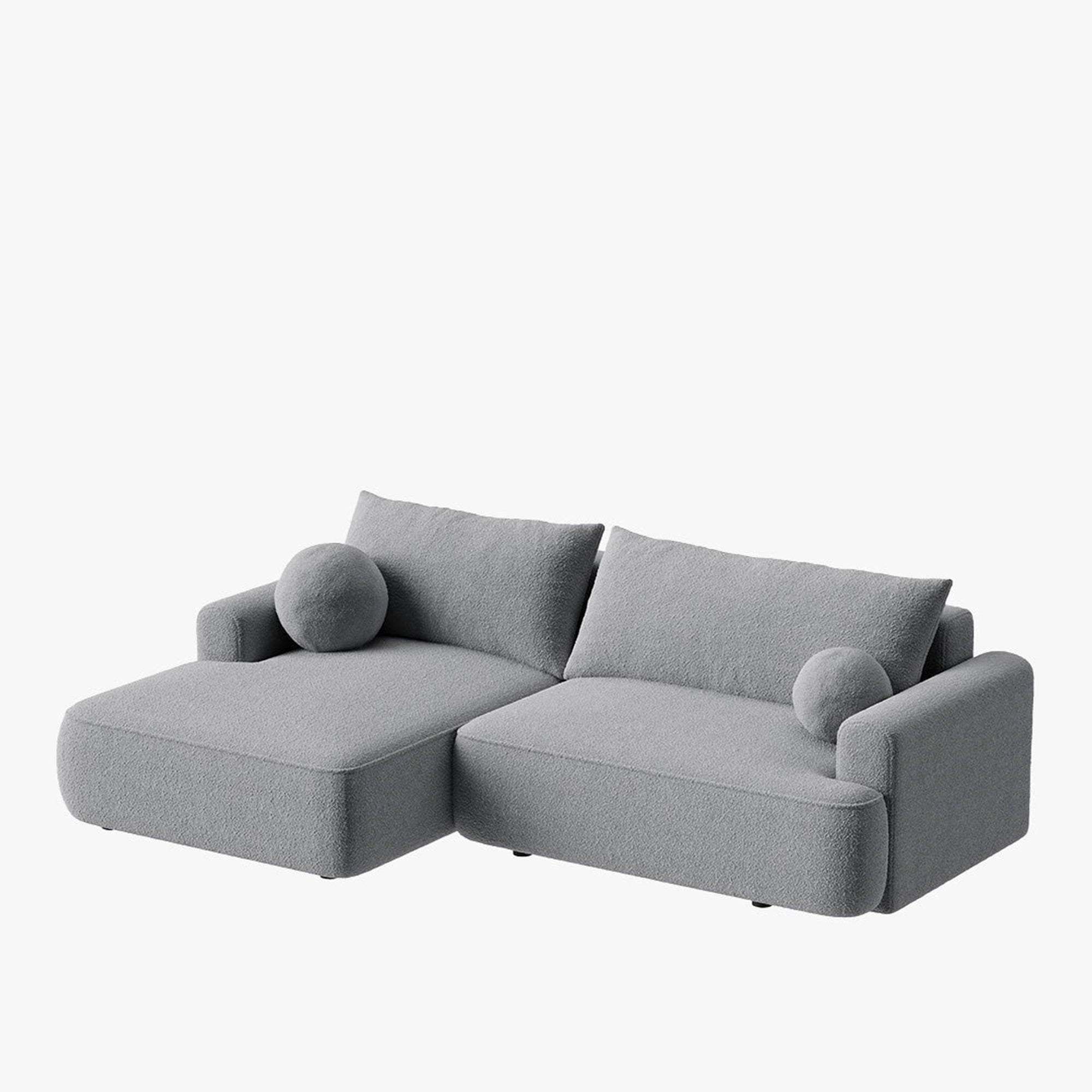 ANAIS Canapé d'angle convertible en tissu bouclette gris - Angle gauche