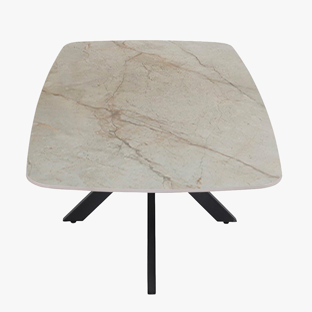 APOLLO Table basse ovale en pierre frittée beige 130 cm