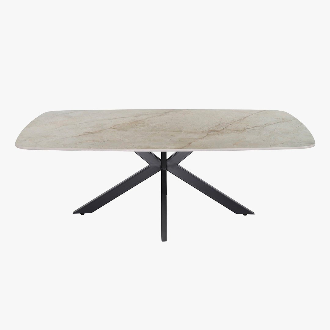 APOLLO Table basse ovale en pierre frittée beige 130 cm