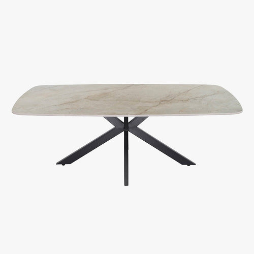 APOLLO Table basse ovale en pierre frittée beige 130 cm