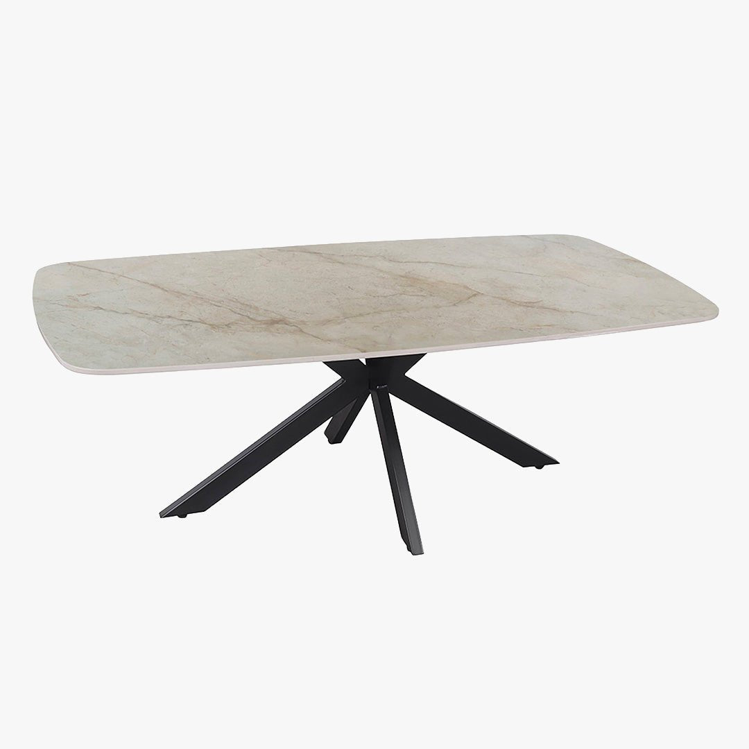 APOLLO Table basse ovale en pierre frittée beige 130 cm