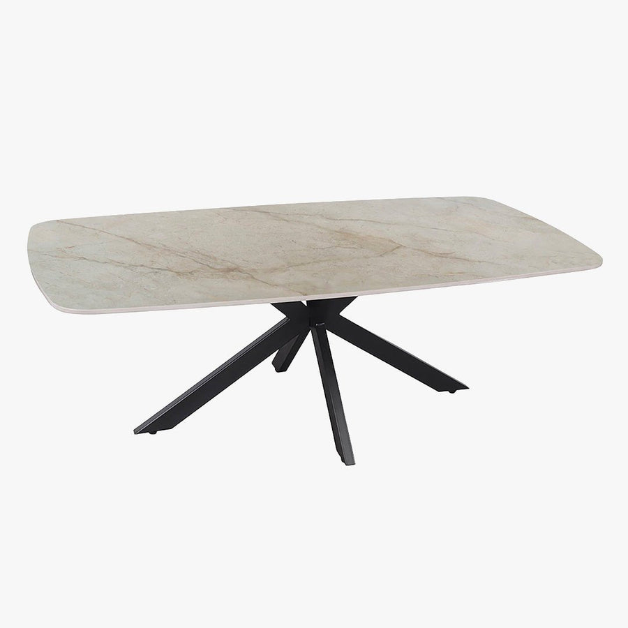 APOLLO Table basse ovale en pierre frittée beige 130 cm