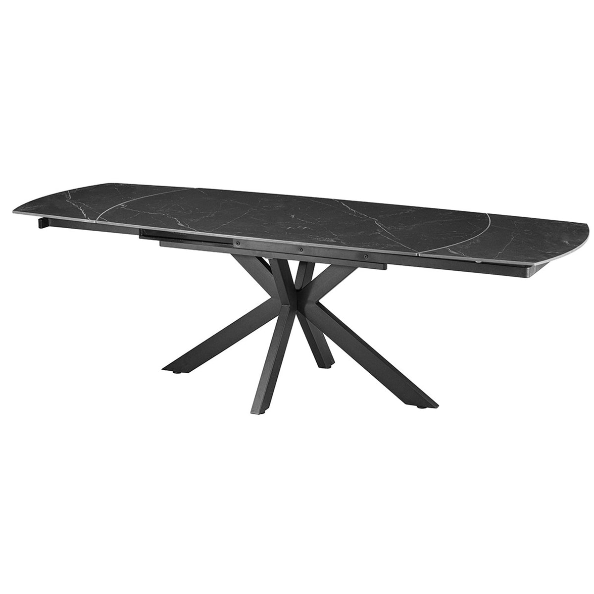 ARES Table à manger extensible en pierre frittée et métal noir