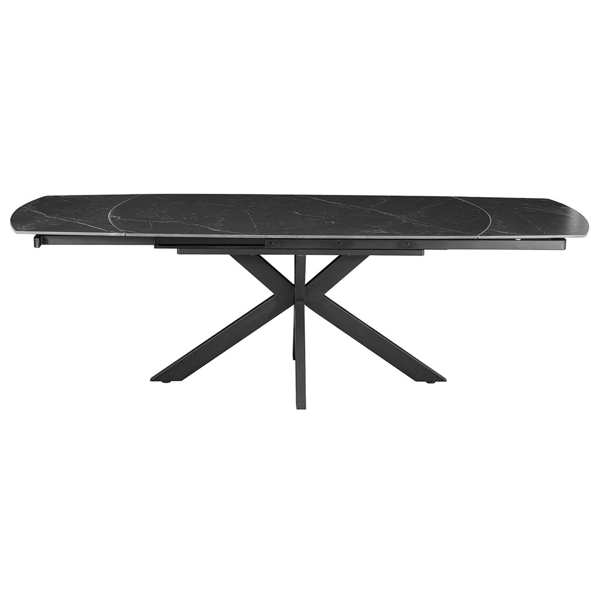 ARES Table à manger extensible en pierre frittée et métal noir