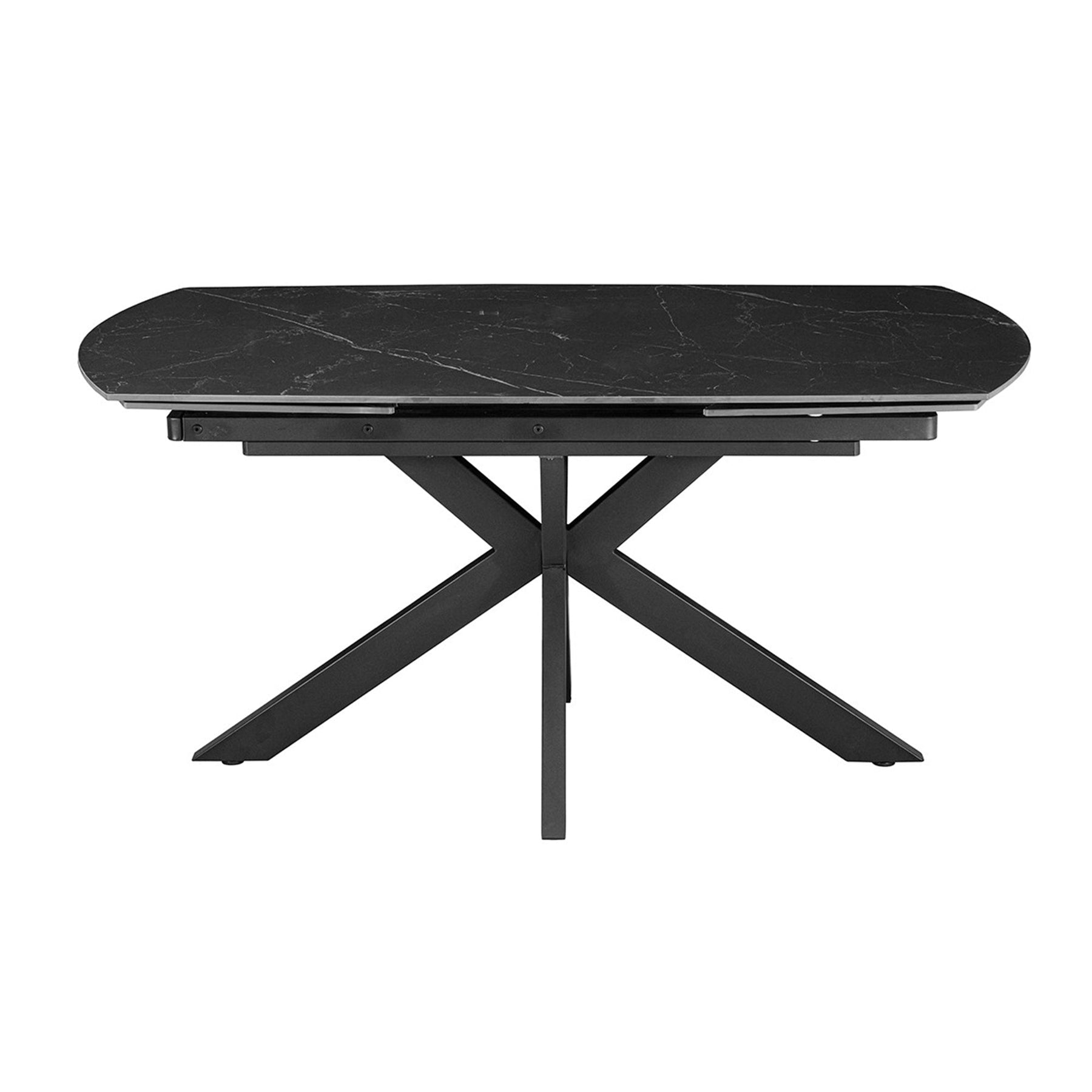 ARES Table à manger extensible en pierre frittée et métal noir