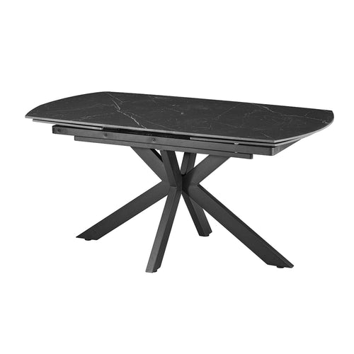 ARES Table à manger extensible en pierre frittée et métal noir