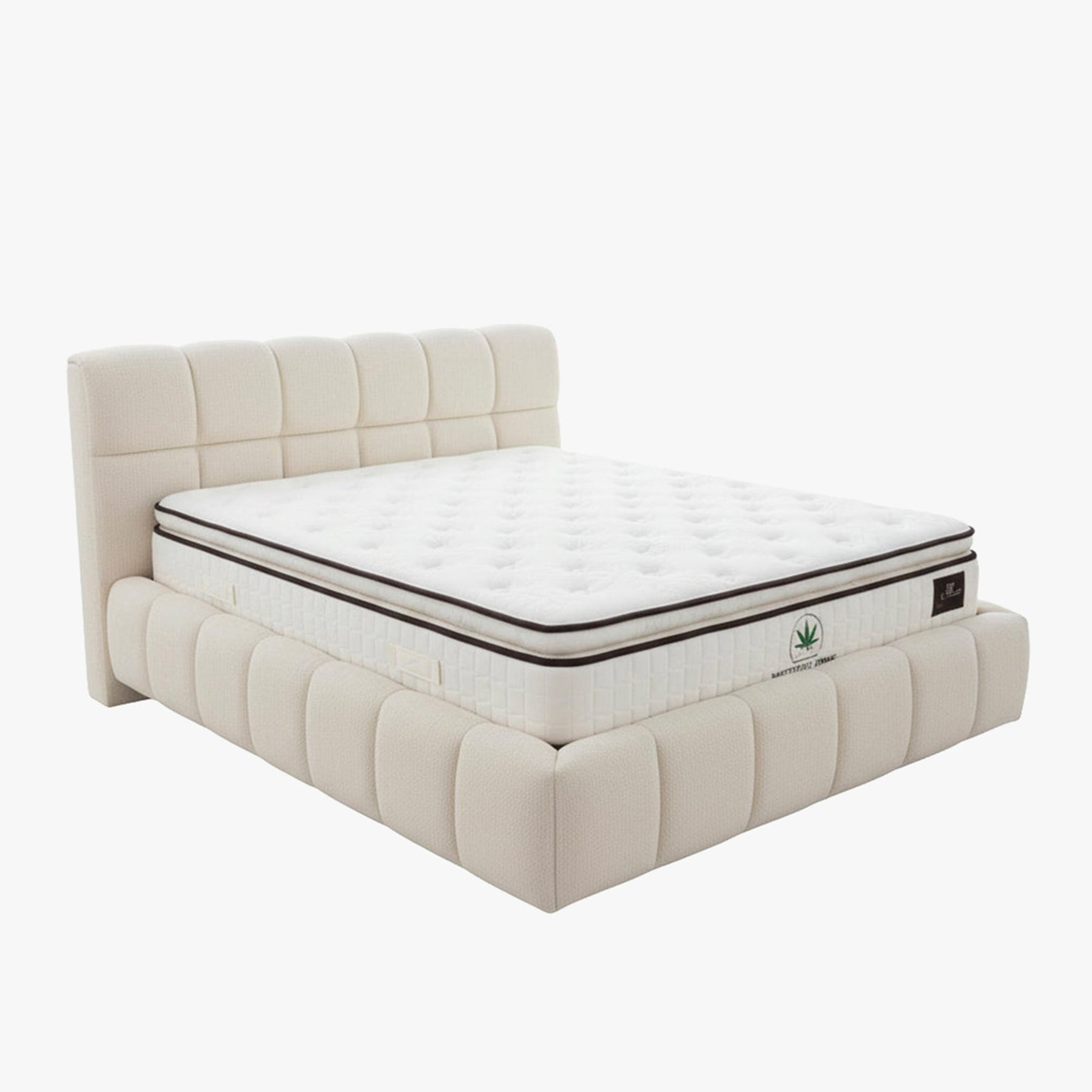 ARIONA Lit double en tissu beige avec coffre 160x200 cm