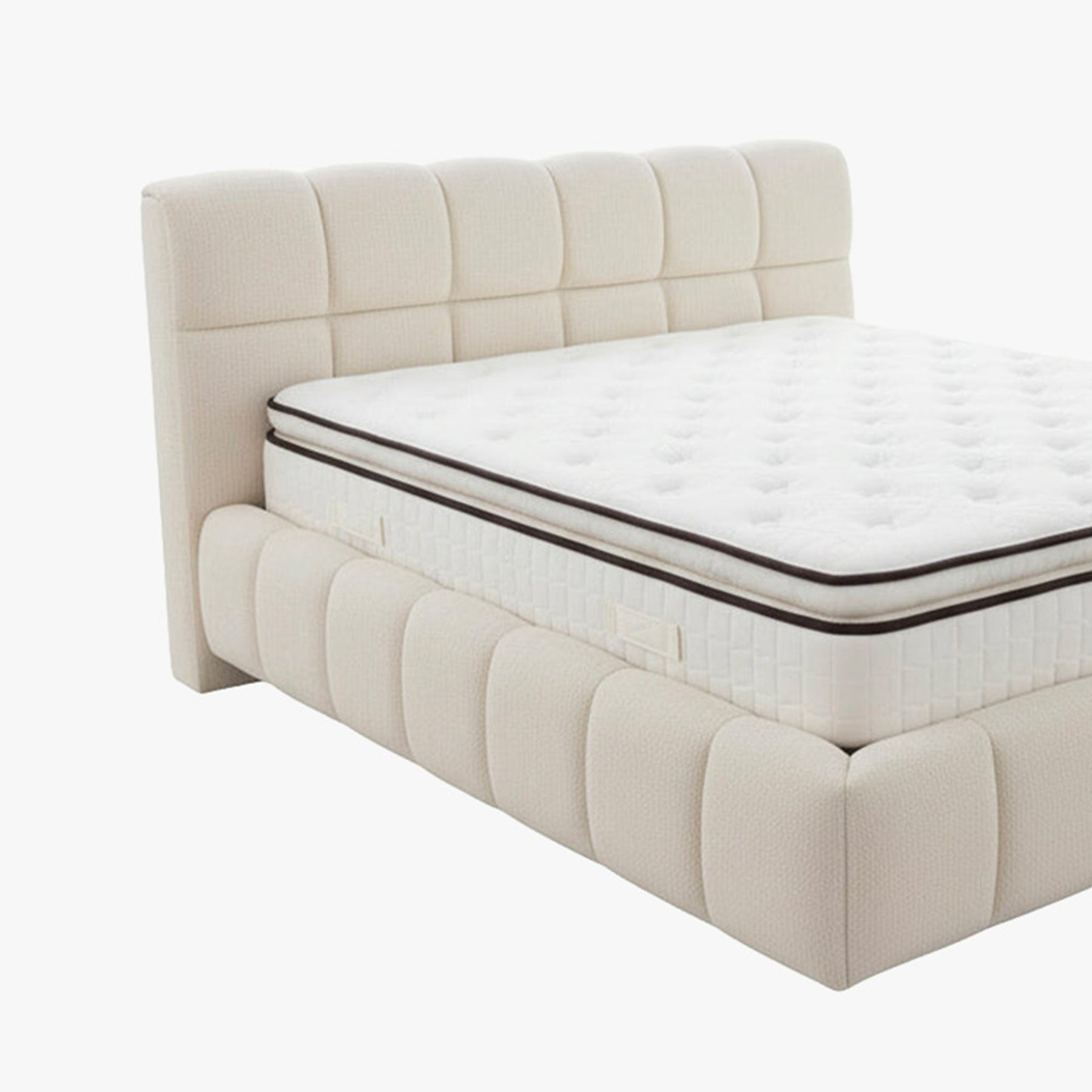ARIONA Lit double en tissu beige avec coffre 160x200 cm