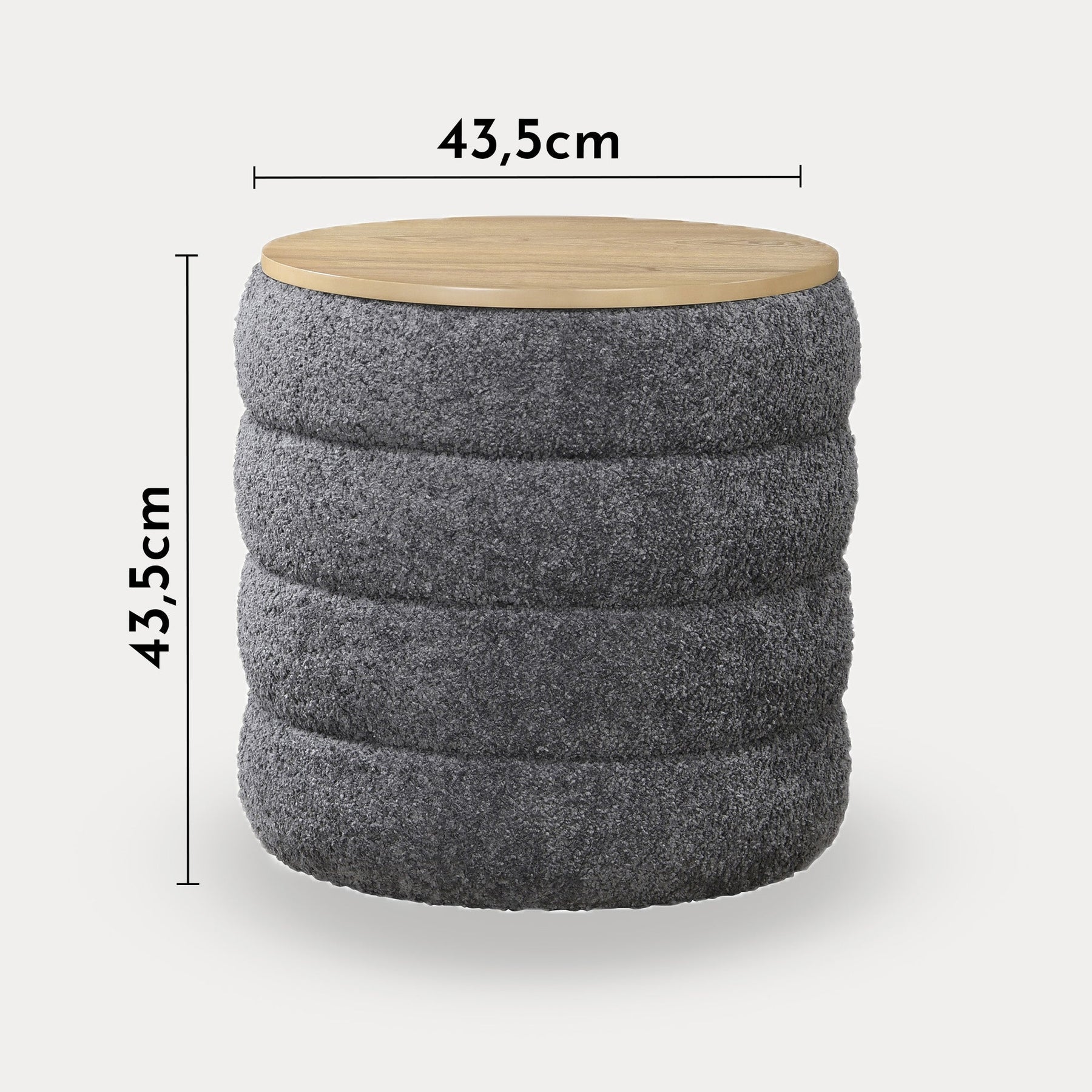 ARTA Pouf coffre effet peau de mouton gris foncé et bois