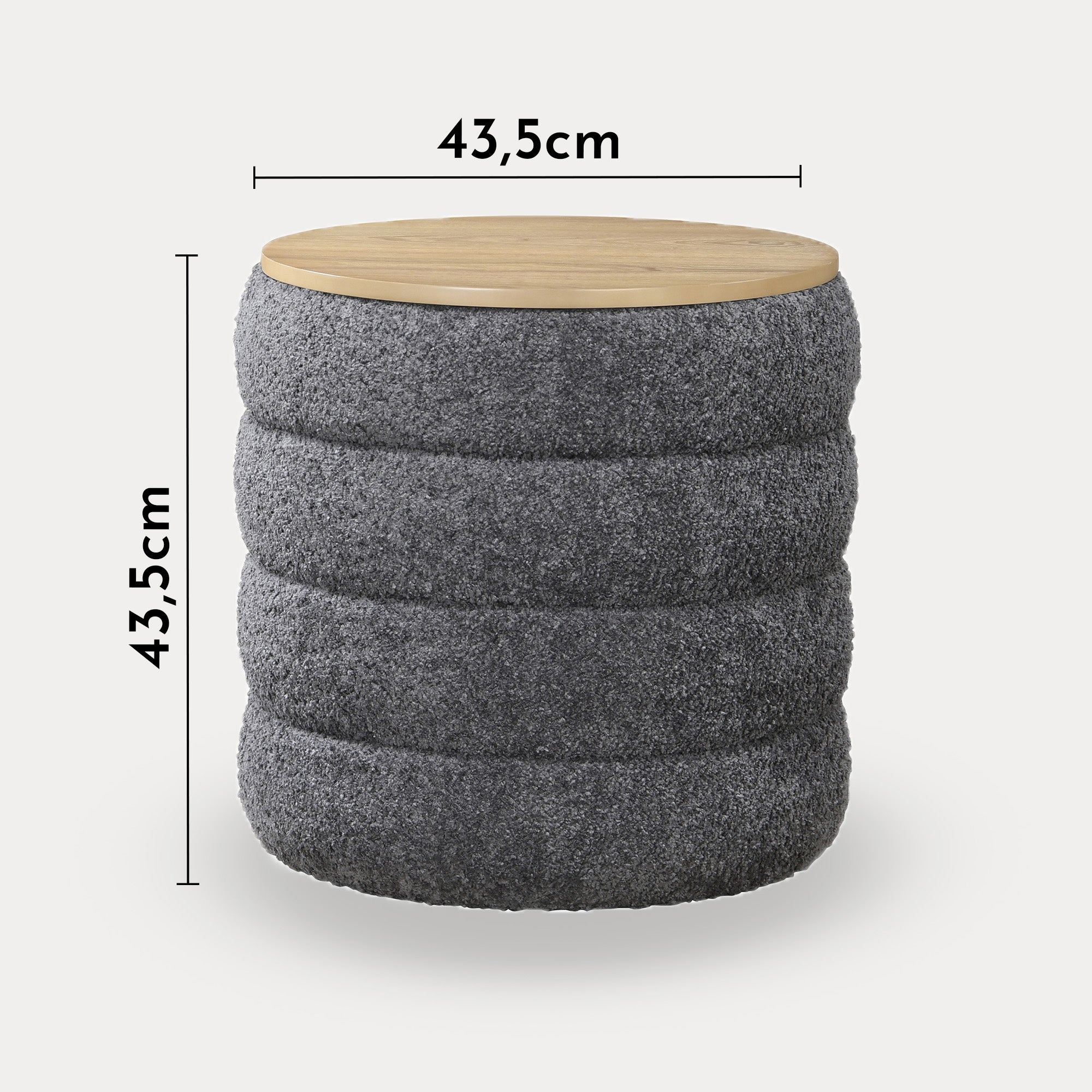 ARTA Pouf coffre effet peau de mouton gris foncé et bois