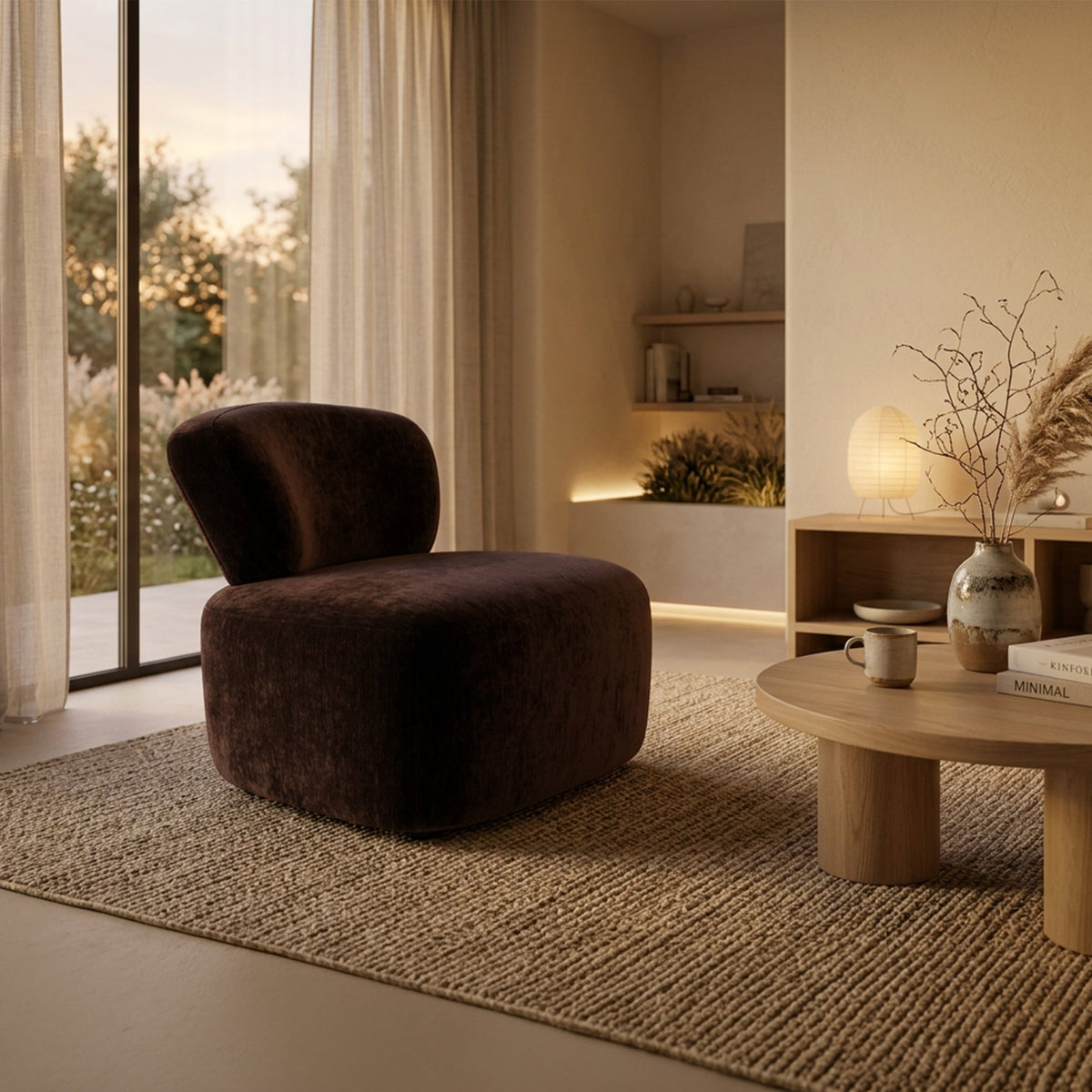 ASTON Fauteuil pivotant en tissu marron