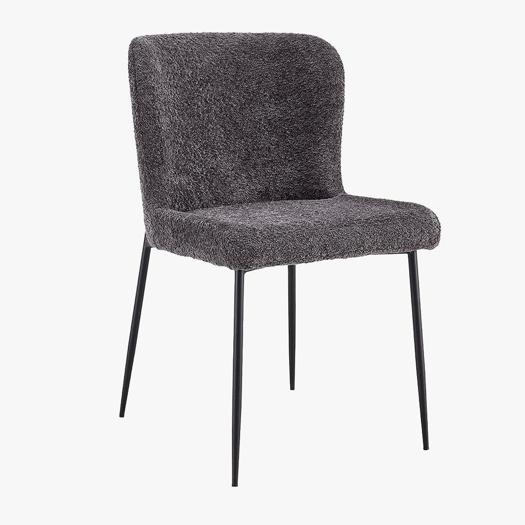 AZEL Lot de 2 chaises tissu bouclette gris anthracite piètement métal noir