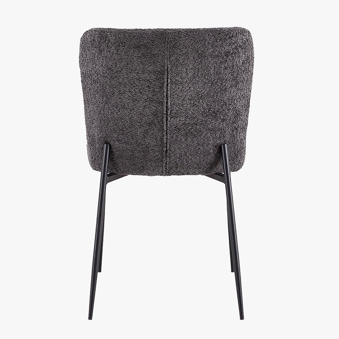 AZEL Lot de 2 chaises tissu bouclette gris anthracite piètement métal noir