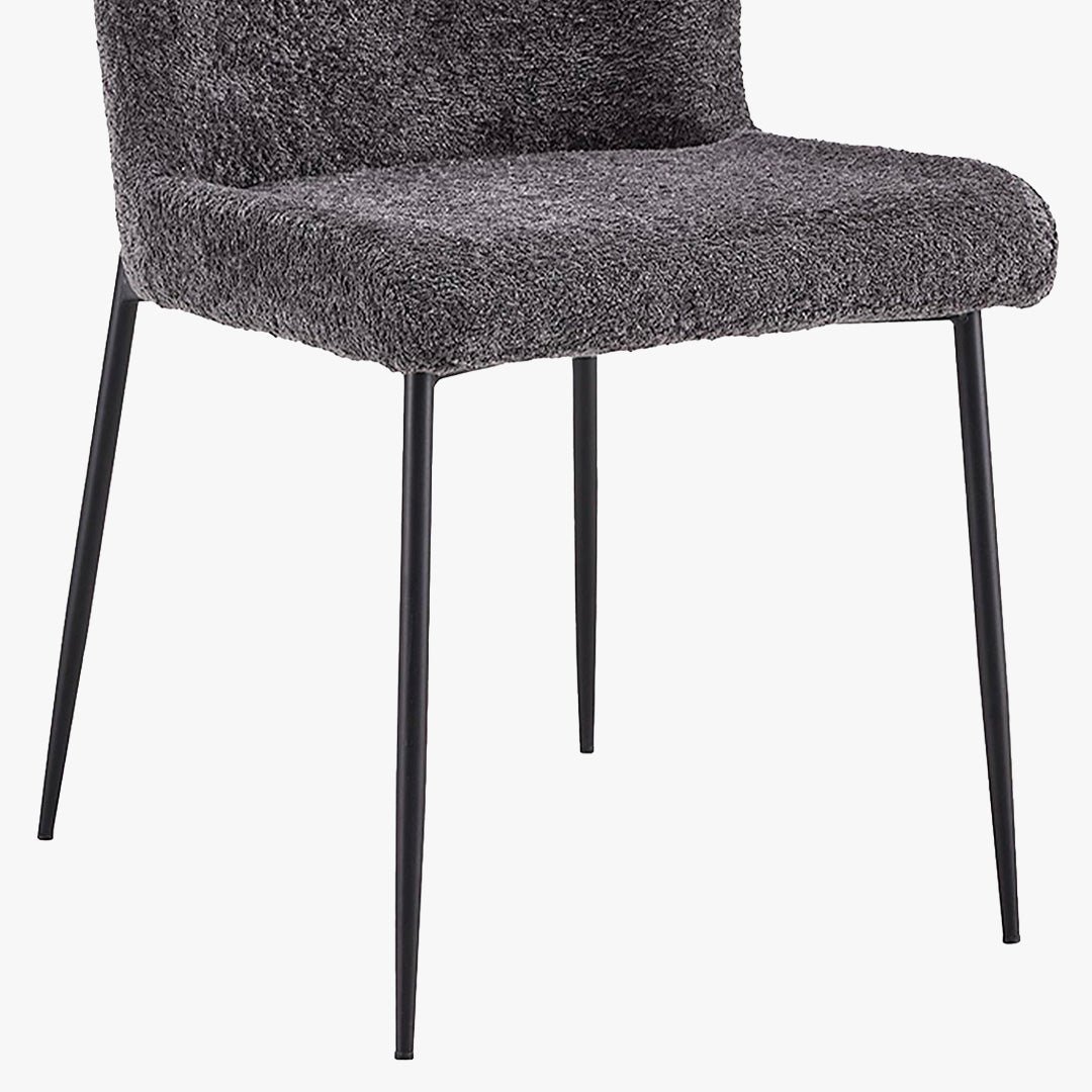 AZEL Lot de 2 chaises tissu bouclette gris anthracite piètement métal noir