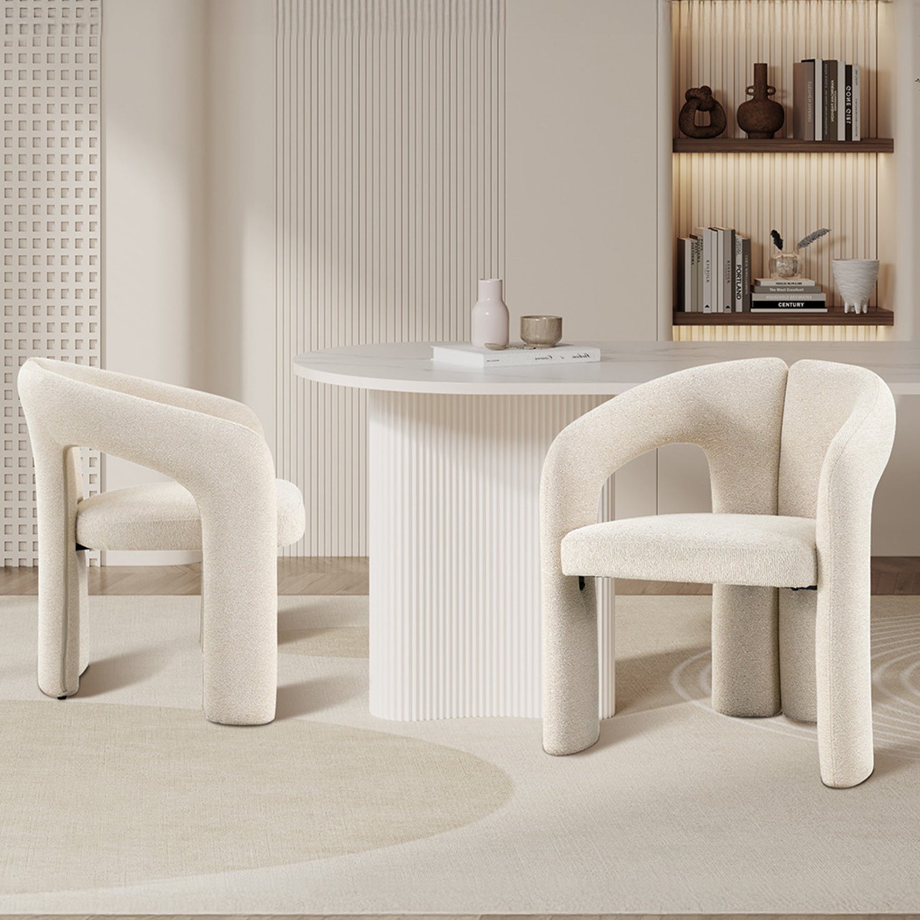 BEJA Fauteuil en tissu bouclette beige