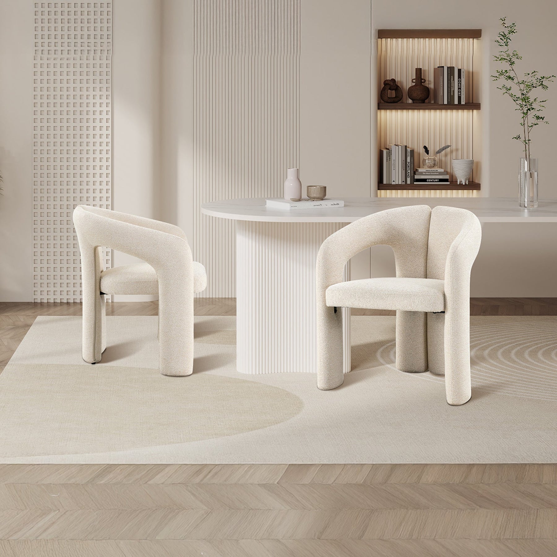 BEJA Fauteuil en tissu bouclette beige