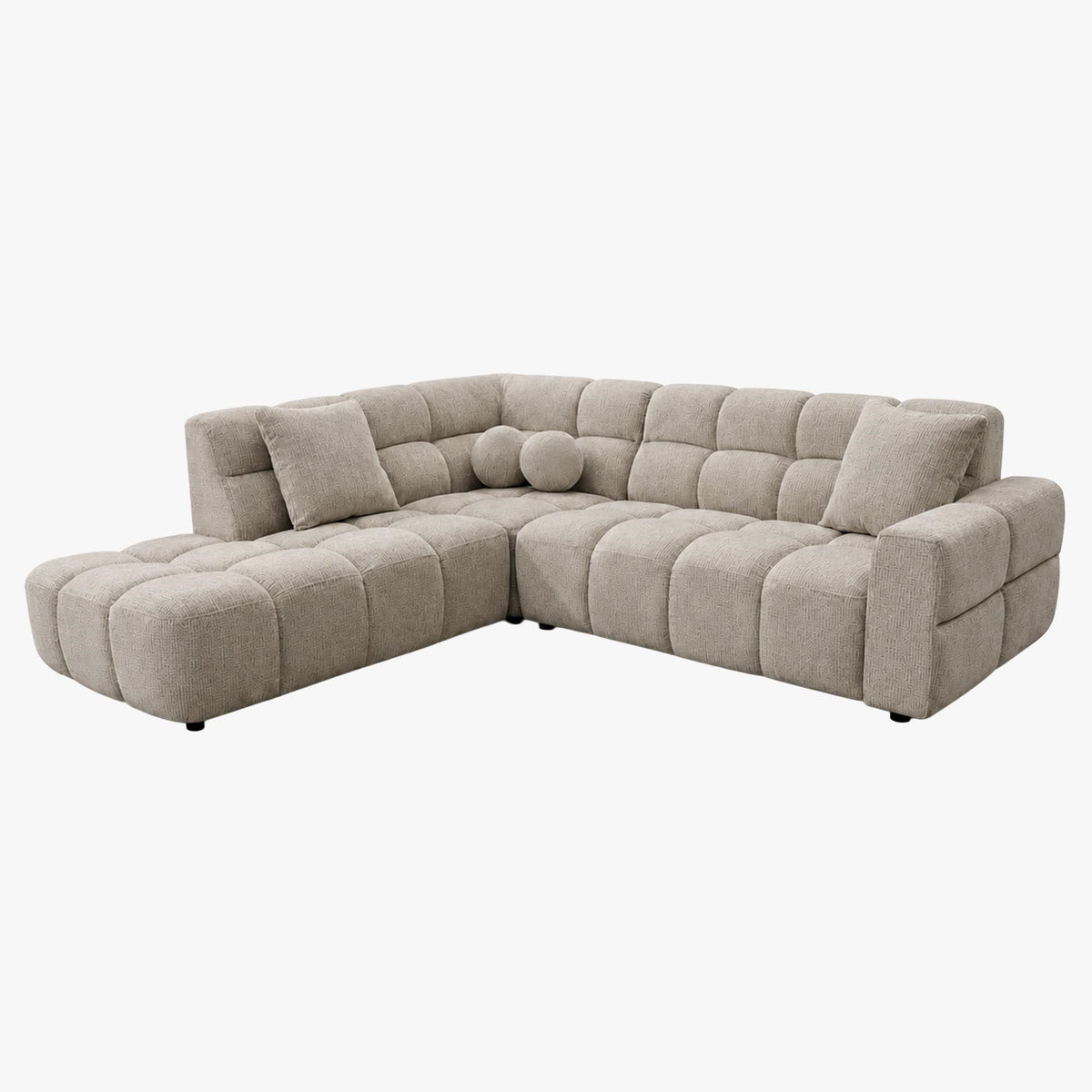 BELIZ Canapé d'angle en tissu beige - Angle gauche