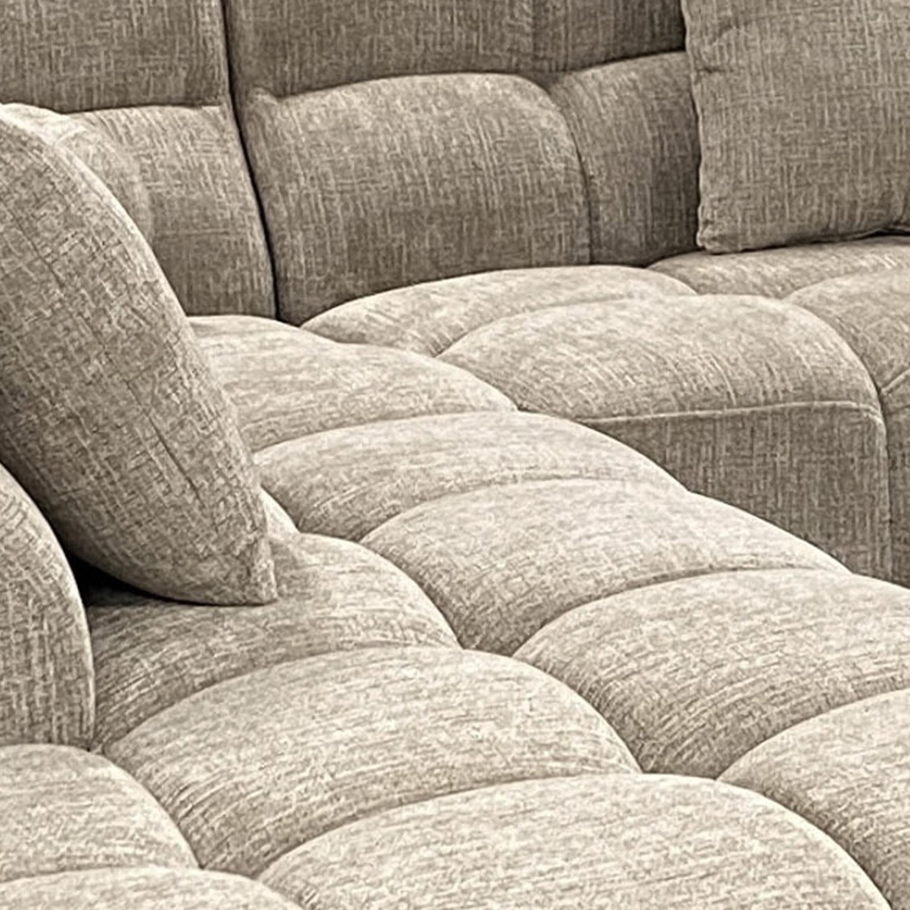 BELIZ Canapé d'angle en tissu beige - Angle gauche