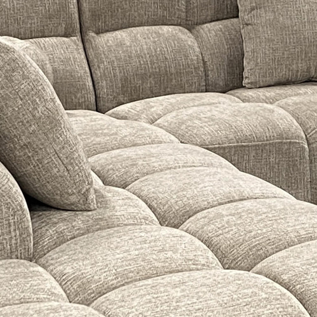 BELIZ Canapé d'angle en tissu beige - Angle gauche
