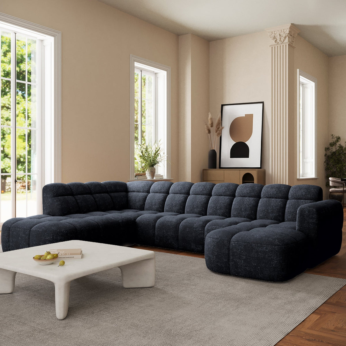 BELIZ XL Canapé panoramique tissu noir - Angle droit