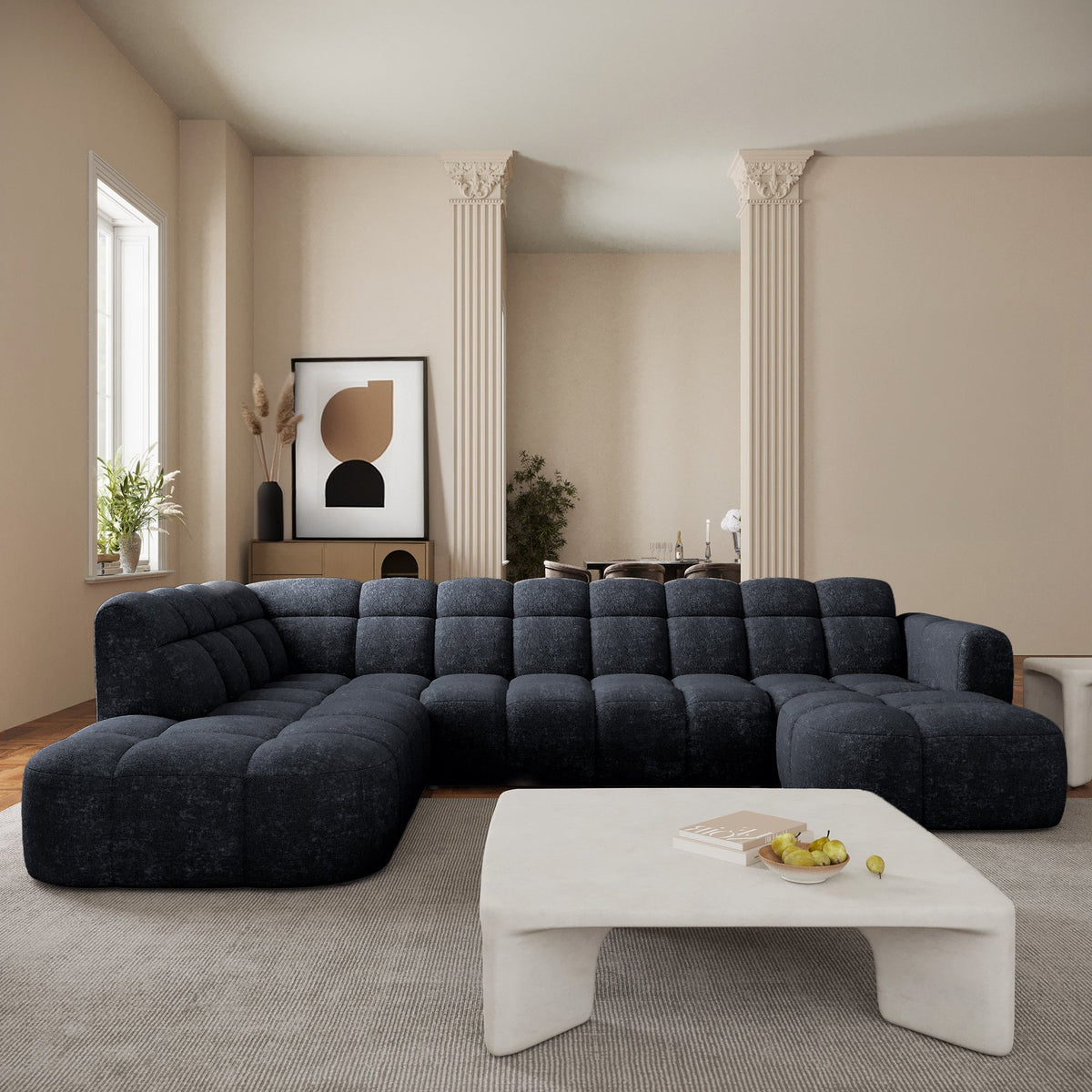 BELIZ XL Canapé panoramique tissu noir - Angle droit