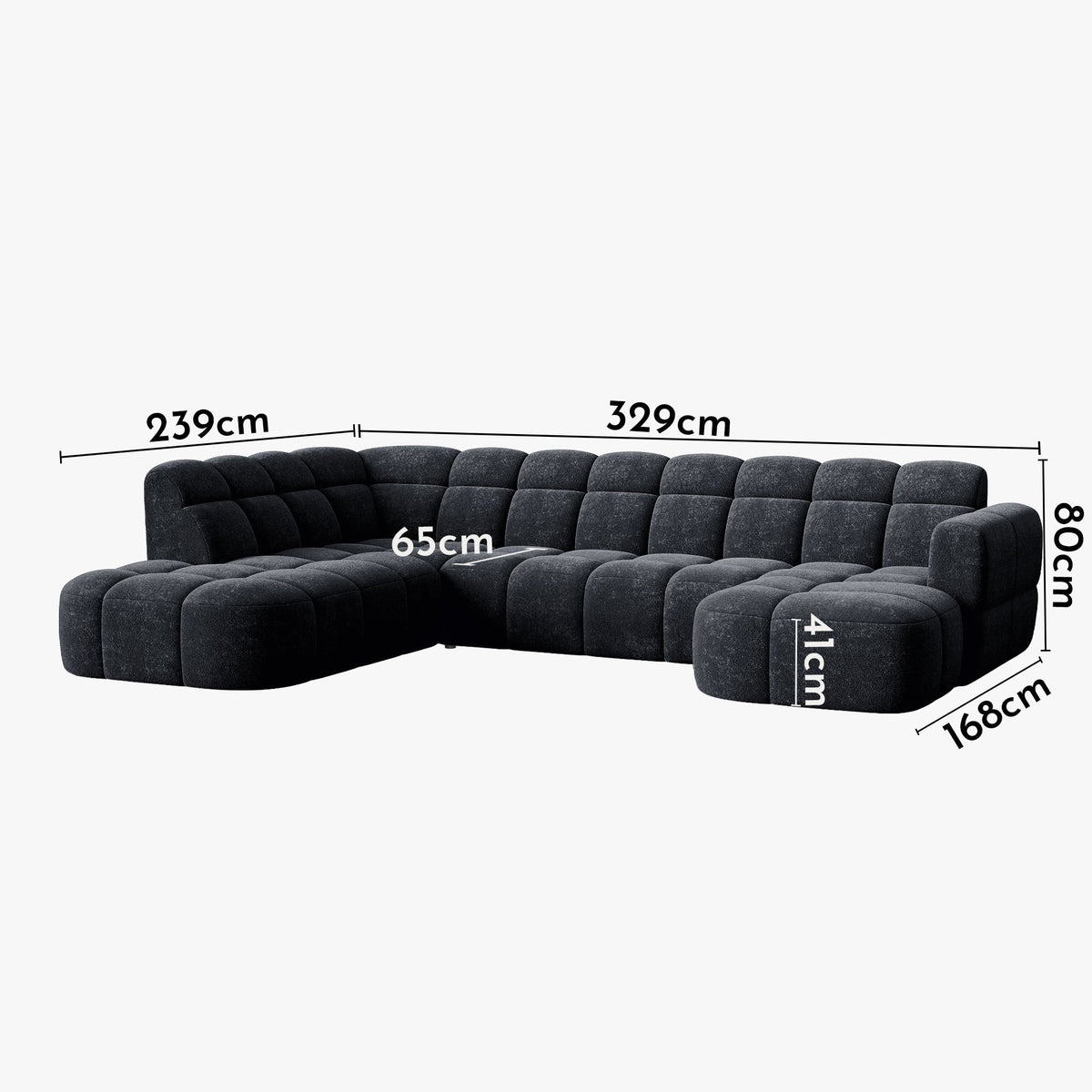 BELIZ XL Canapé panoramique tissu noir - Angle droit