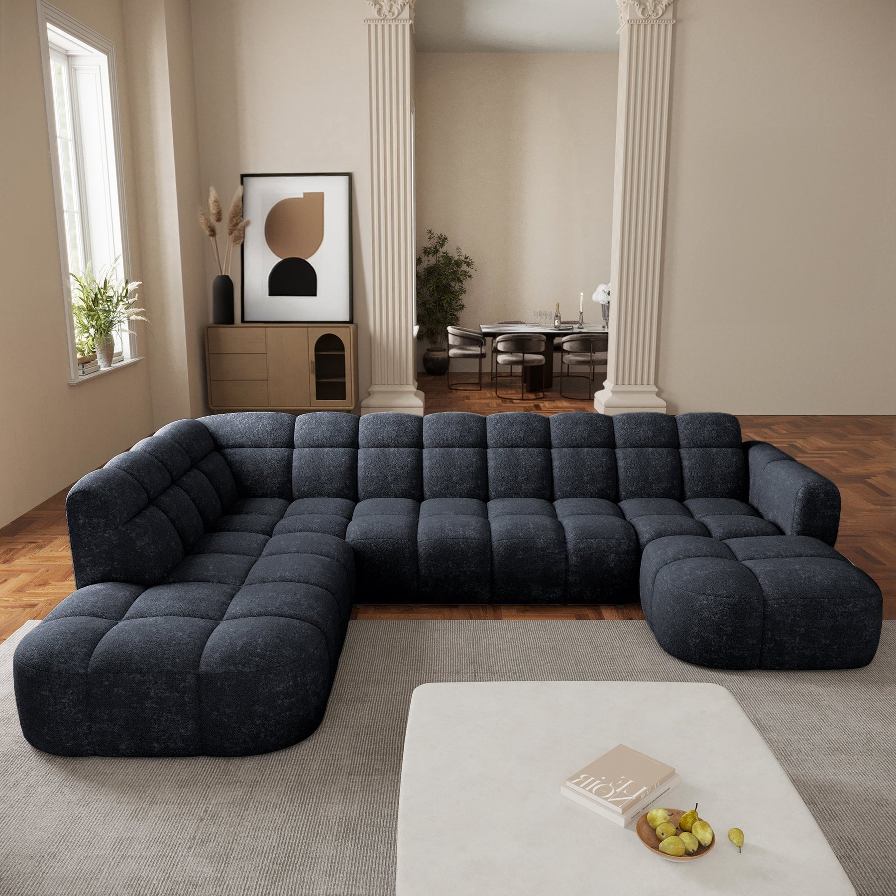 BELIZ XL Canapé panoramique tissu noir - Angle droit